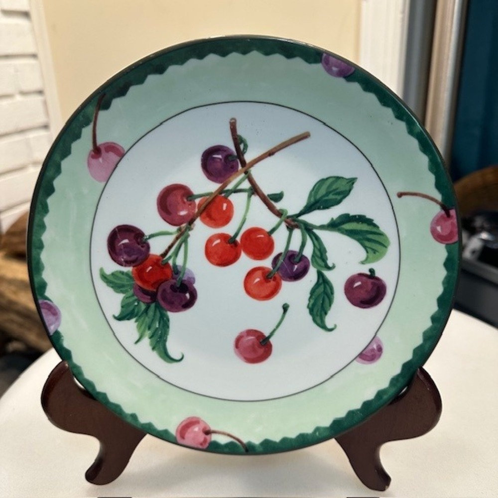 American Atelier Home Porcelain‎ Plate Cherry Design Country Cottagecore
